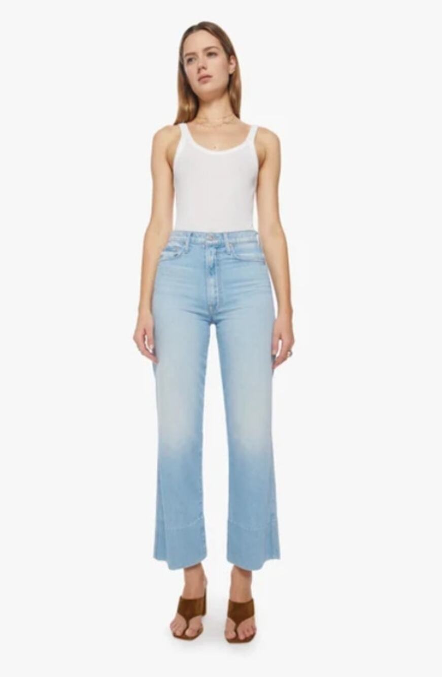 MOTHER The Maven Wide Hem Ankle Jeans in Unripped Wash size 30
